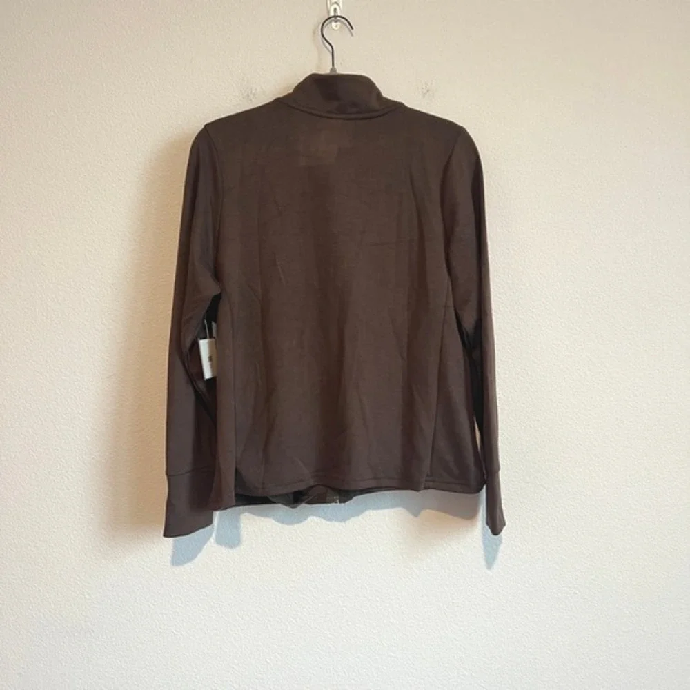 NWT Laundry by Shelli Segal Brown Mock‎ Neck Athletic Zip Jacket XL Clean Girl